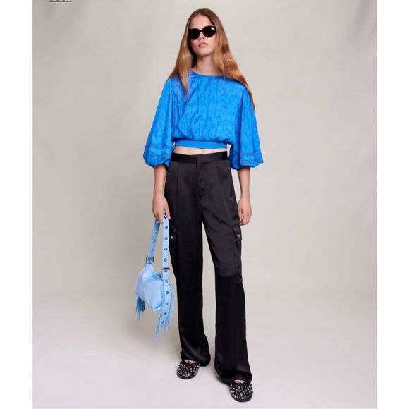 Maje Satiny Cargo Pants Black Size 36